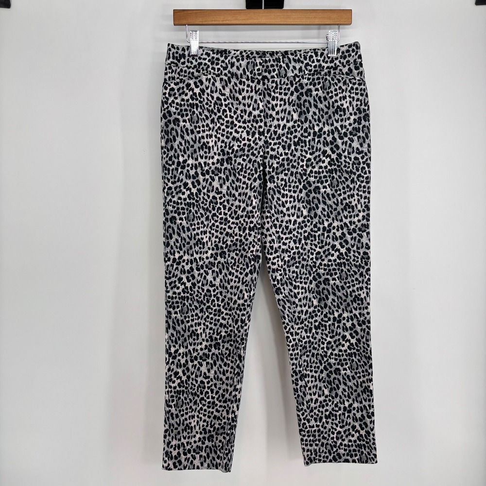 White House Black Market Slim Ankle Leopard Print Pants – Size 4R Grey Black